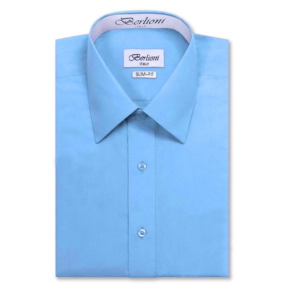 Berlioni Italy Men's Long Sleeve Premium Slim Fit Dress Shirt