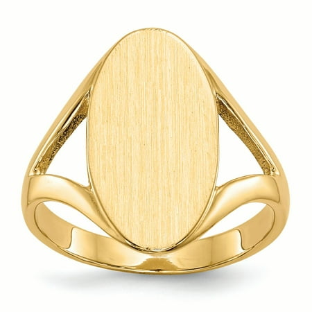 14K Yellow Gold 10 MM Oval Engravable Signet Ring, Size 6