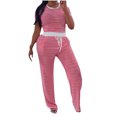 thumbnail image 1 of Camisas de Manga Corta para las Mujeres Fallow Blusa de Color Sólido con Set de Pantalones de Bolsillo, Cuerda de Dibujo de Cintura Elástica para el Uso Casual de Verano, 1 of 4