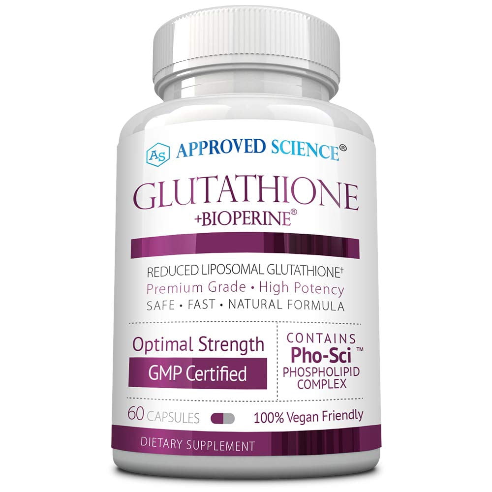Approved Science Glutathione - Glutathione 500 mg - Phospholipid Complex, Vitamin C, Bioperine - Top Antioxidant to Help Neutralize Free Radical - Vegan Friendly - 60 Capsules - 1 Bottle