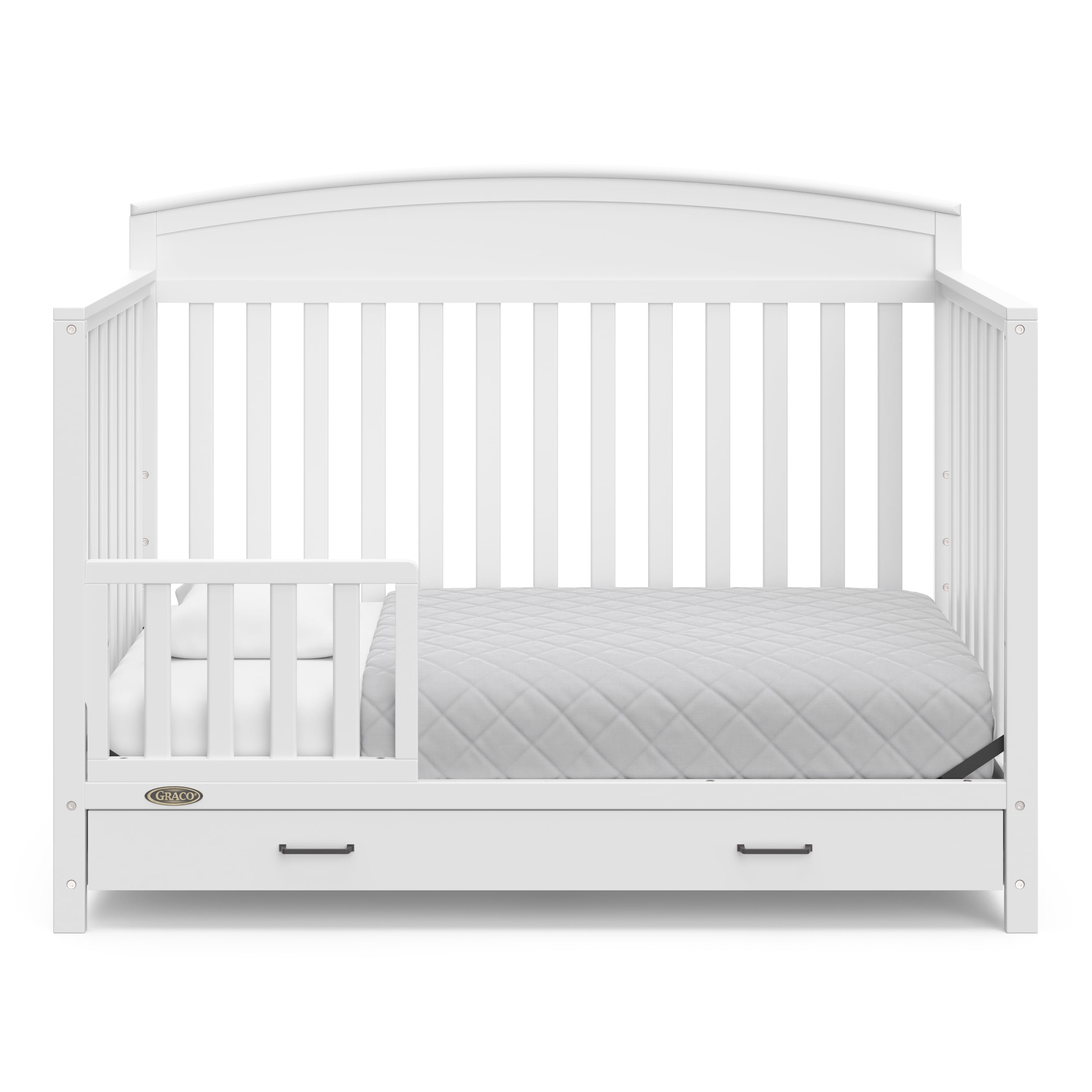 Graco Benton 5-in-1 Convertible Crib with Drawer and Premium Crib & Toddler Mattress Bundle, White