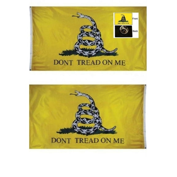 Yellow Gadsden Dont Tread on Me Flag with pin Double Sided Polyester 3 x 5 Foot