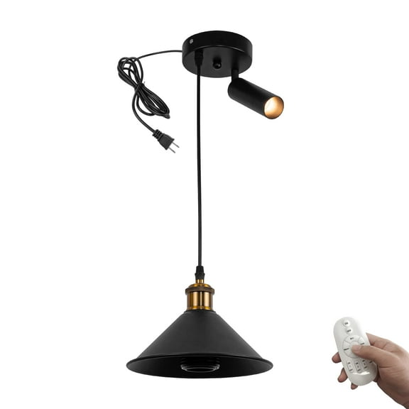 KAYYELAMP Stepless Dimming Remote Control 4 Color Temperatures 13Ft Plug In Cord Hanging Light Adjusted Wire Length Freely And Angle With Spotlight Modern Design For Kitchen Bar Mural(Bulb Included)