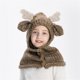 thumbnail image 3 of Gorros de lana para niños y mujeres, capas de alce de animales, gorros, baberos de ganchillo, guantes, dos juegos (café oscuro), 3 of 5