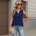 thumbnail image 4 of longantii Tank Tops for Women Summer Sleeveless Loose Fit V Neck Button Down T Shirts Basic Tee Casual Loose Trendy Clothes 2026 Navy S, 4 of 4