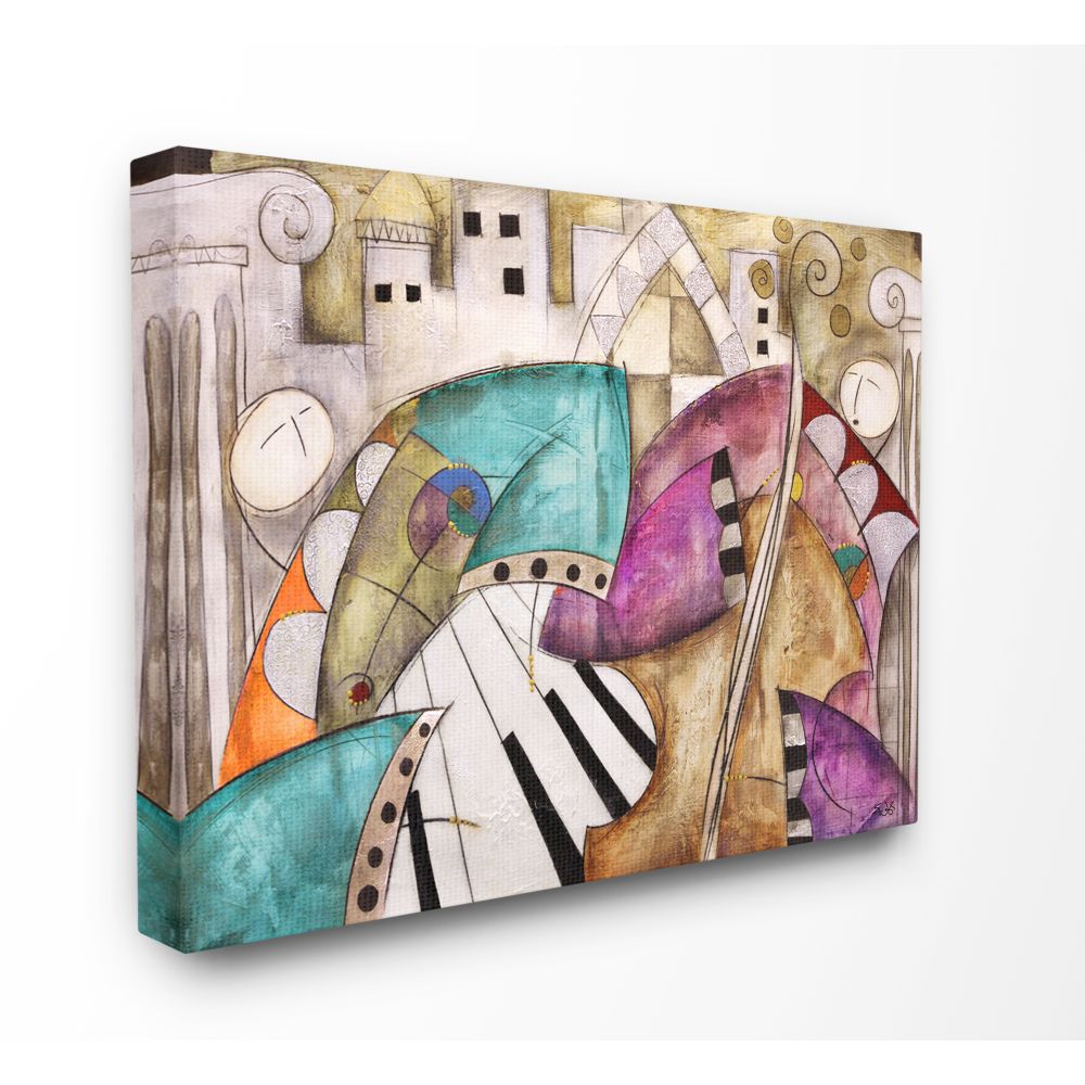 Stupell Industries Colorful Geometry Abstract Jazz Band Painting Canvas Wall Art by Eric Waugh