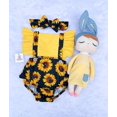 thumbnail image 2 of 0-24M Bébé Nouveau-Né Filles Tournesol Patchwork Volantée Manches Combinaison Bandeau 2Pcs Ensemble, 2 of 4