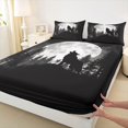 thumbnail image 3 of jejeloiu Wild Animals Wolves Twin Sheet Sets,White Black Bedding For Men Women 3 Pieces, 3 of 7