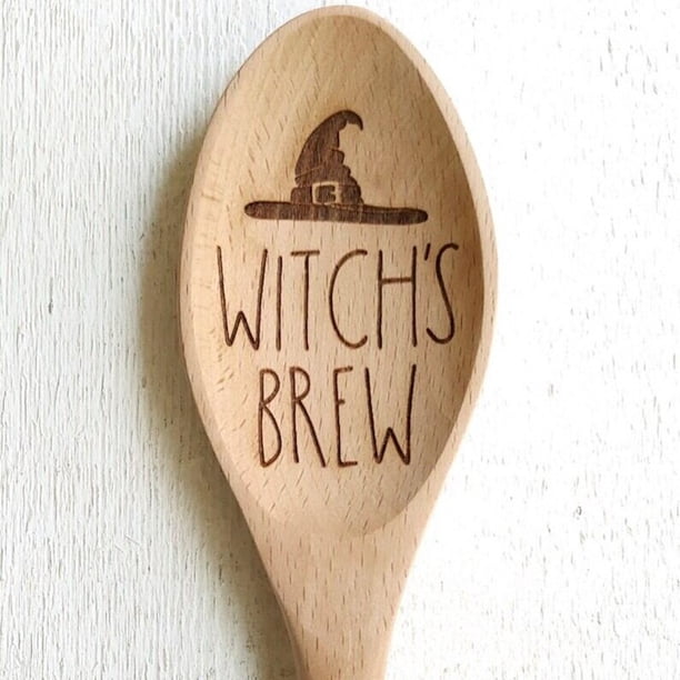Cuchara de madera de bruja para fiesta de cumpleaños, para el hogar Decoración rústica, cocina, mesa de cena, regalo