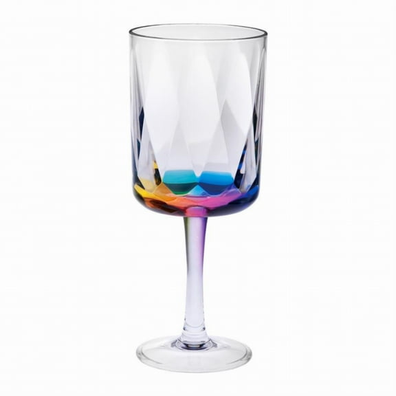 My Table Talk Set of 4 - Acrylic Rainbow Color Diamond Cut Wine Glass (440 cc/15 oz)