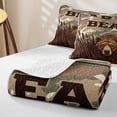 thumbnail image 4 of Castle Fairy Vintage Hunting Bear Bed Spread Queen for Teens,Camo Cattail Reed Queen Coverlet Set,Green Brown Beige, 4 of 7