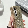 thumbnail image 4 of Allytech for Galaxy Z Fold 3 Case Glitter, Bling Rhinestone Slim Fit Shell Shockproof Bumper Anti-Scratch TPU Rugged Phone Case Cover for Samsung Galaxy Z Fold 3 - Gold, 4 of 6