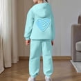 thumbnail image 4 of Girls Sweatsuit Neck - Girls Casual Print Hoodie And Pants Fashionable Two Piece Outfit For Kids Comfortable Athleisure (Mint Green,2-3 Years), 4 of 7