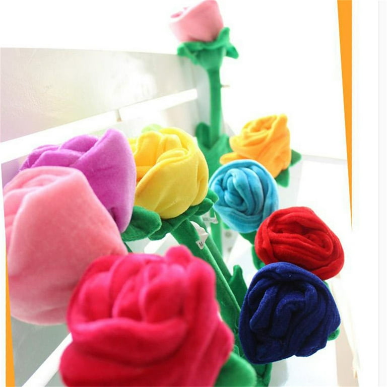 Plush Rose Bulk Roses - Car Decor Artificial Rose - Plush Home Bouquet  Adornment Wedding Decor Rose Toy Felt Sofa (Blue)
