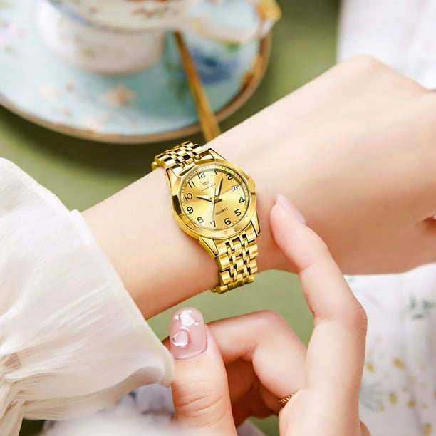 OLEVS Fashion Black Watches For Women Business Black Face Womens Watches Black Stainless Steel Band Watches For Ladies Date Display Lady Wrist Watches