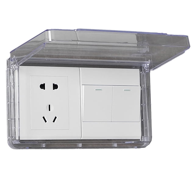 Bathroom Wall Switch Cover Reversible for Type 86 Double Socket Thin Waterproof Clear