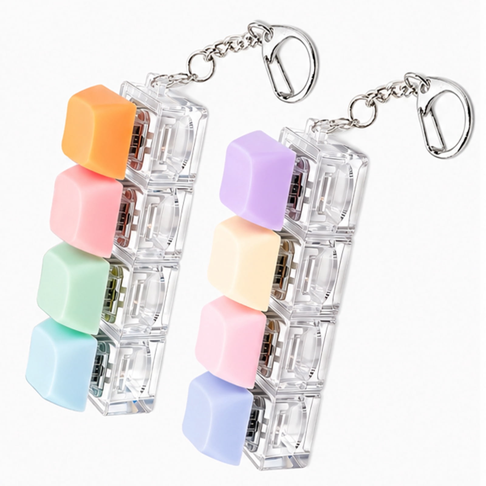 Keyboard Button Fidget Keychain Mini Clicker Toy for Office Desk and Daily Relaxation Colorful Keyboard Chain- 2 pcs