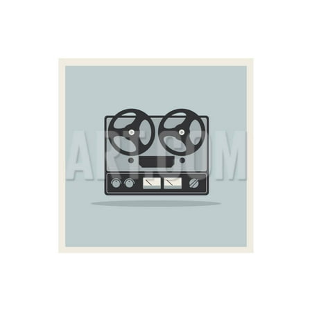 Retro Open Reel Tape Deck Stereo Recorder Player Vector Print Wall Art By