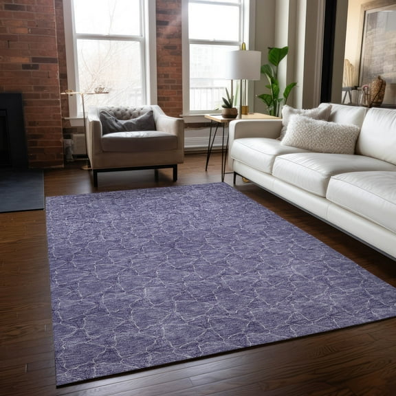 Addison Rugs Chantille Indoor/Outdoor Transitional Geometric Lavender Washable Rectangle Rug, 5' x 7'6"