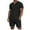 Black, variant on VBTAPA Mens 2 Piece Summer Outfits Waffle Knit V Neck Lapel Shirt and Shorts Set Solid Casual Track Suit with Pockets Black XXXL