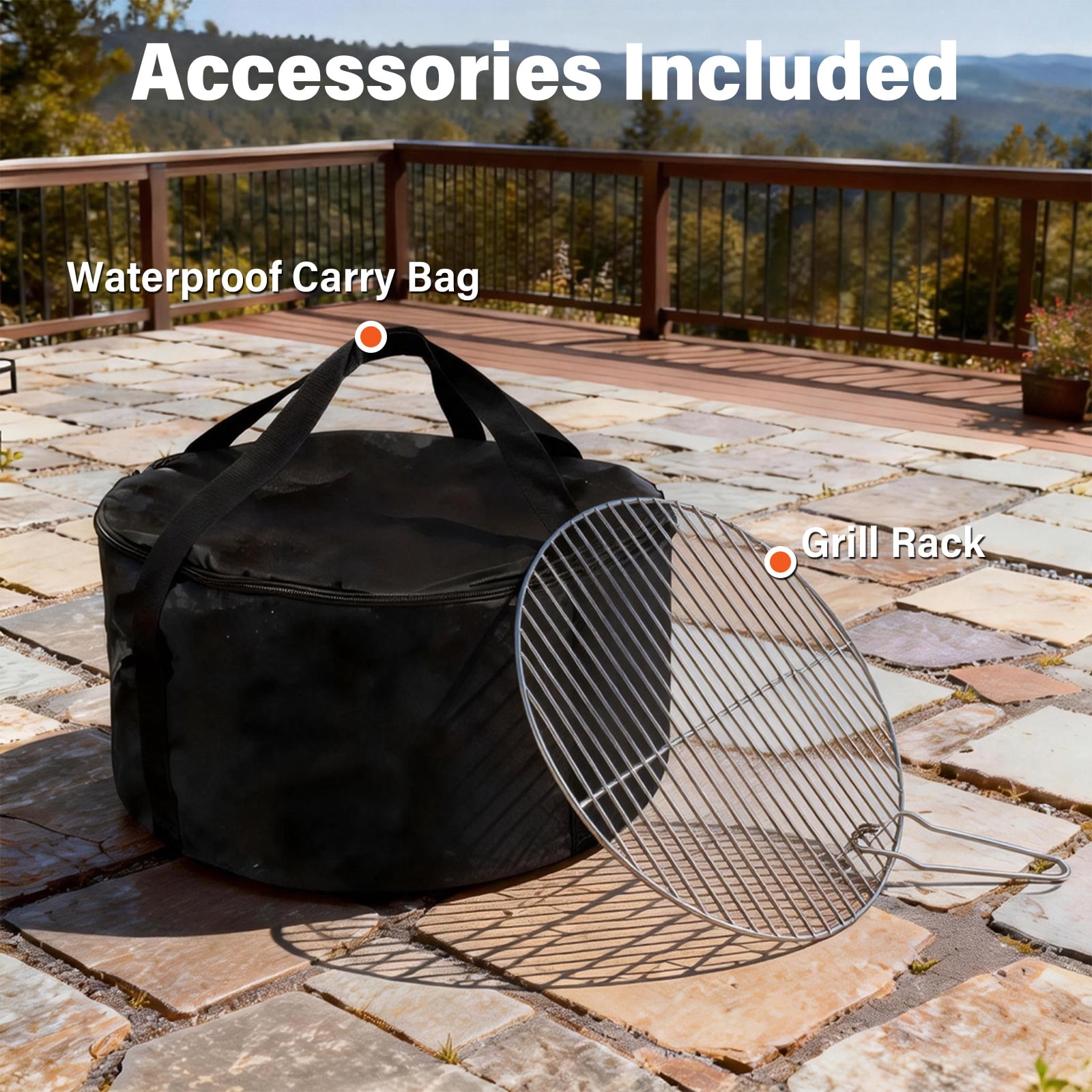 TATAANTY 20" Fire Pit for Camping Smokeless, Collapsible Stainless Steel Heater with Bag