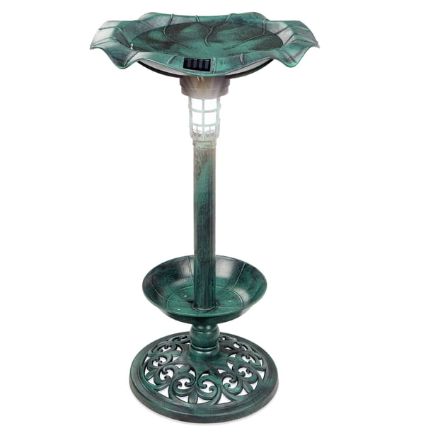Best Choice Products Solar Lighted Pedestal Bird Bath w/ Planter