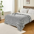 thumbnail image 2 of Throw Blankets Flannel Checkered Blanket for Bed, Sofa，Couch Blanket，Soft Cozy Grid Checkered Blanket（Black，60"×80"）, 2 of 6