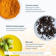 Youtheory Turmeric - 450 mg - With Black Pepper & Olive Leaf - Supports Joint & Brain Health* - Contains Bioenhancers, Curcuminoids & Herbal Extracts - 60 Tablets (20-Day Supply)