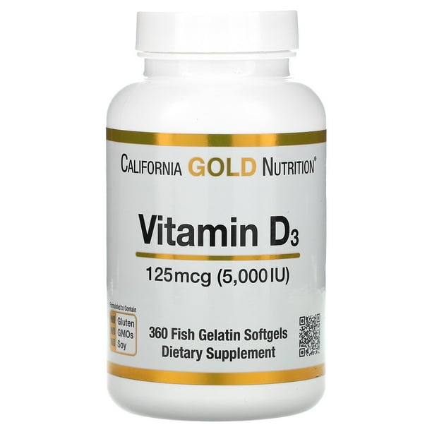 California Gold Nutrition Vitamin D3, 125 mcg (5,000 IU), 360 Fish