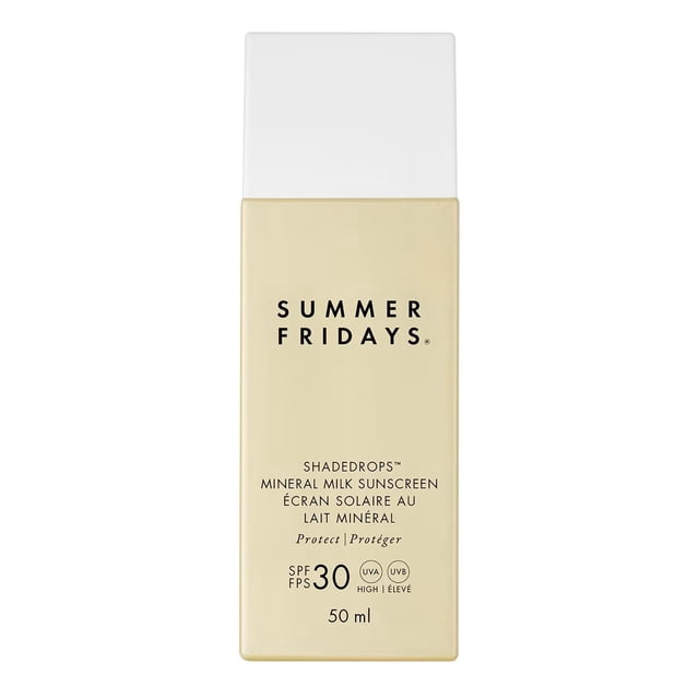 Crema solar Summer Fridays ShadeDrops SPF 30, 50 ml, leche mineral
