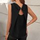 thumbnail image 2 of TaTaai Womens solid crew neck t-shirt, linen cotton blend, short sleeve, button cuff, cutout design, casual comfortable, lightweight, perfect for weekend trips & casual gatherings Gift, 2 of 5