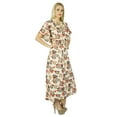 thumbnail image 4 of Bimba Women Long Maxi Kaftan White Cotton Caftan Floral Gown, 4 of 5