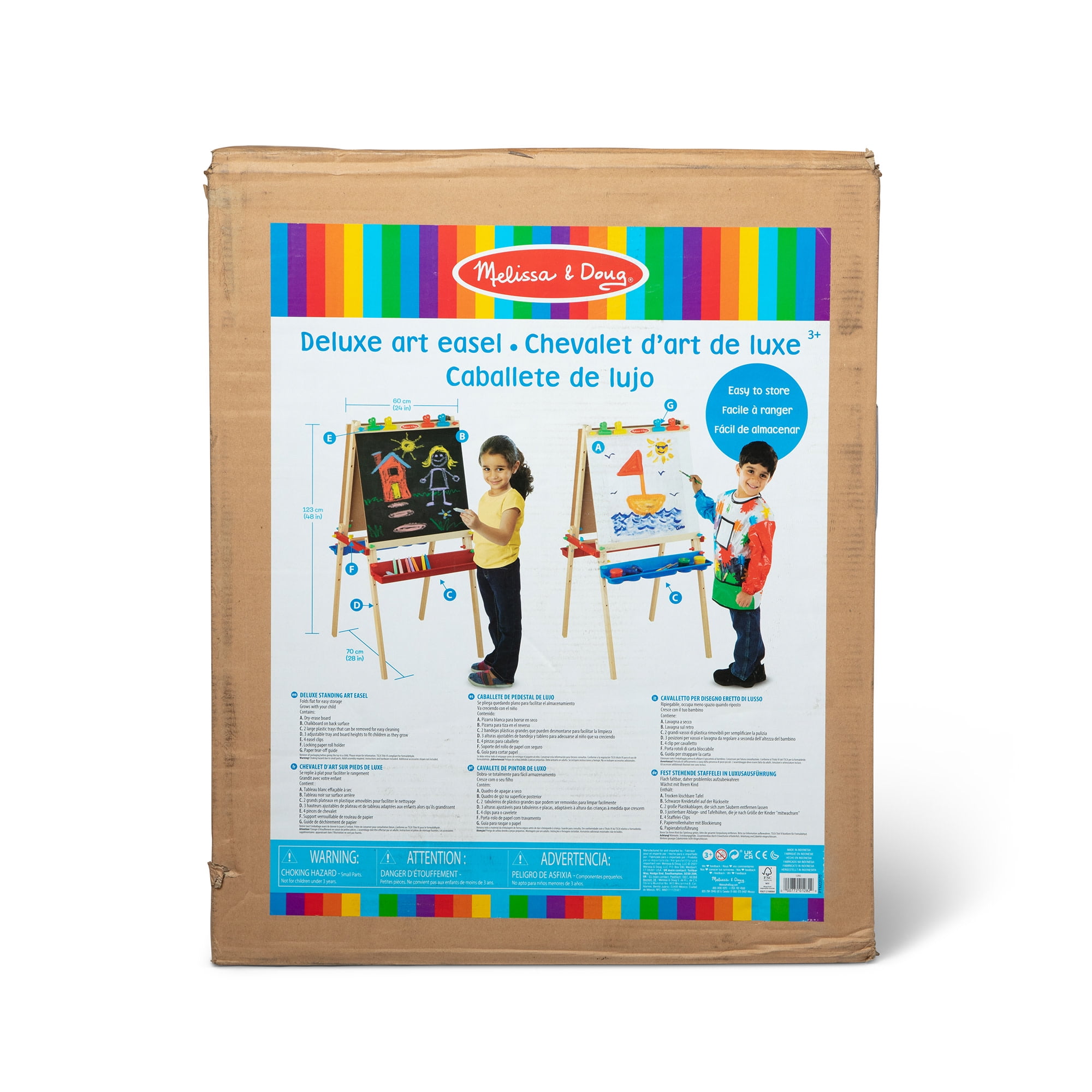 Melissa & Doug Deluxe Standing Art Easel - Dry-Erase Board, Chalkboard, Paper Roller - FSC Certified