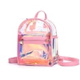 thumbnail image 1 of Mochila WBTY holográfica de PVC transparente con holograma mini rosa, 1 of 6