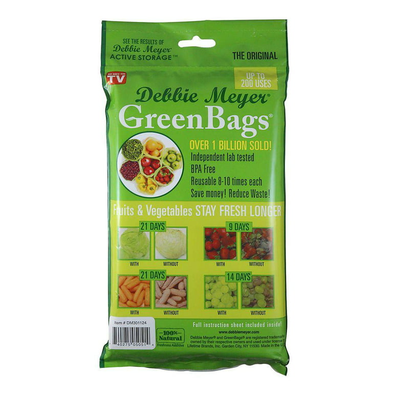 Debbie Meyer GreenBags 40-Pack (16M, 16L, 8XL) – Keeps Fruits, Vegetables,  and Cut Flowers, Fresh Longer, Reusable, BPA Free, Made in USA