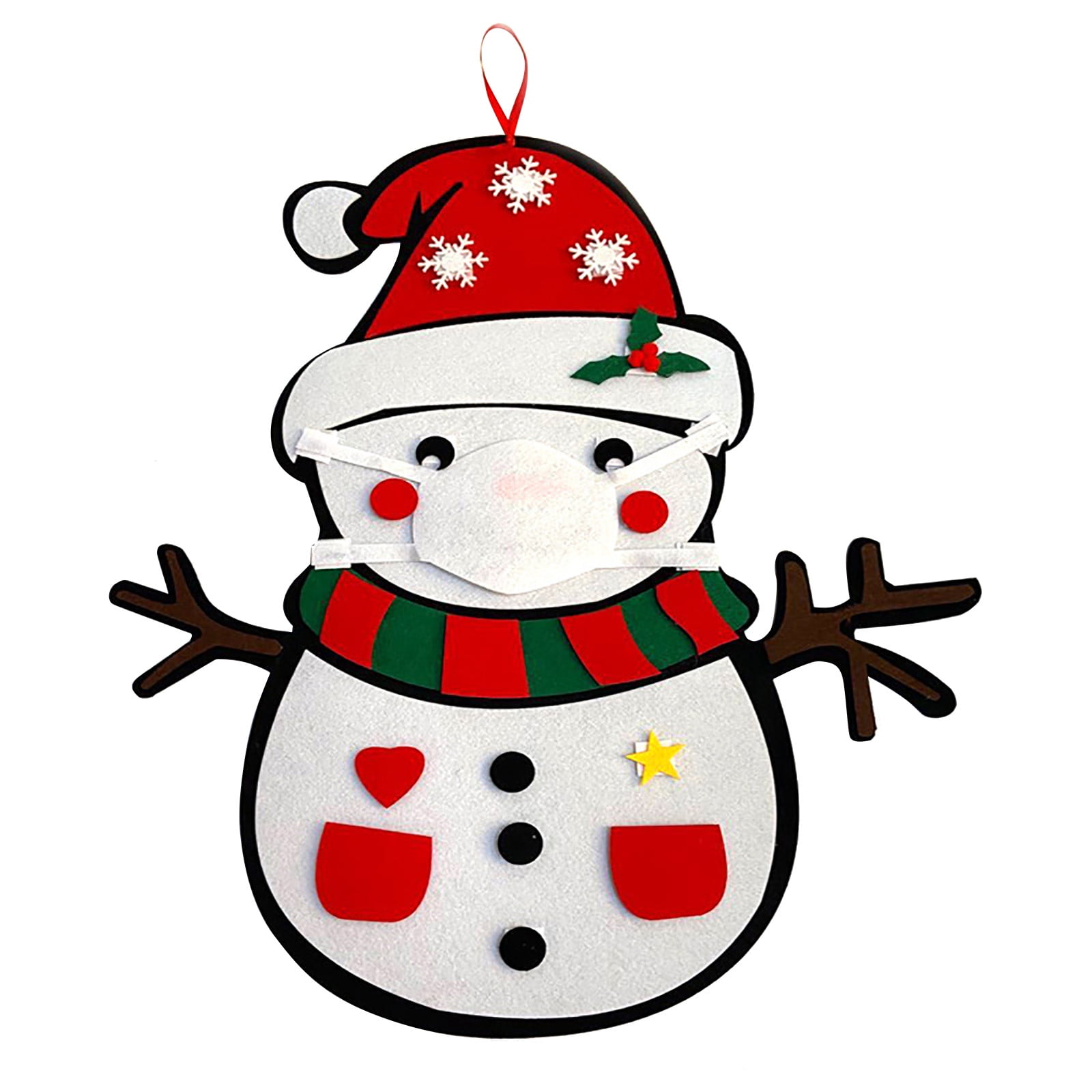 Veki Snowman Mask Kids Gift DIYFelt Ornament Christmas Toy Set Hanging Wall  Home Decor Paper Decorations 