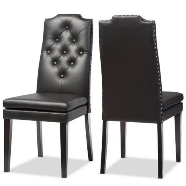 Baxton Studio Dylin Faux Leather Tufted Dining Side Chair (Set of 2)