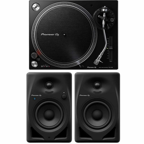 Pioneer PLX-500 High-torque Direct Drive Turntable (black) & DM-40D-BT 4" Desktop Monitor System (black)