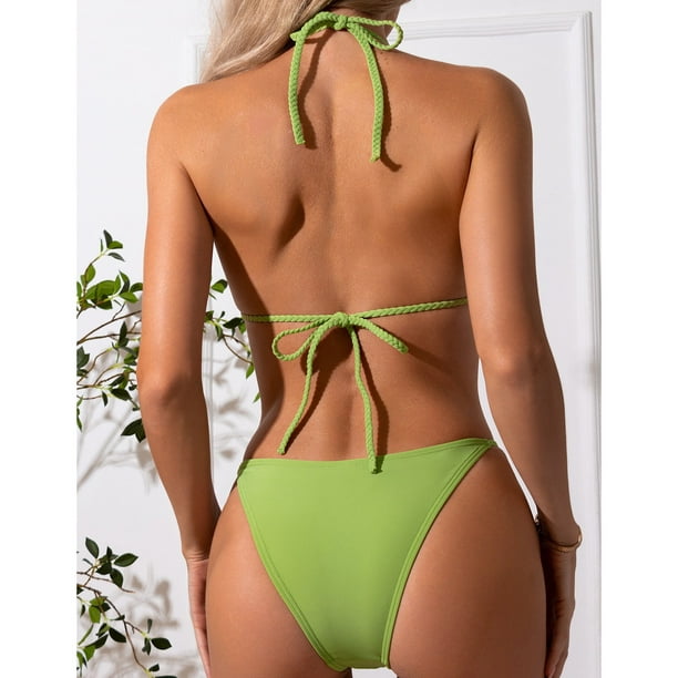 CAICJ98 Plus Size Swimsuit Women Swimsuit Sexy Push Up Bikini Set Two  Pieces Beach Bathing Suit Swimwear Green,M 