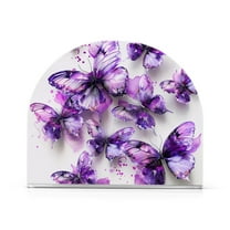 Purple Butterflies Watercolor Napkin Holder for Table Clear Napkin Stand Paper Holder Acrylic Organizer Dispenser Napkins for Dinner Kitchen Restaurant Room