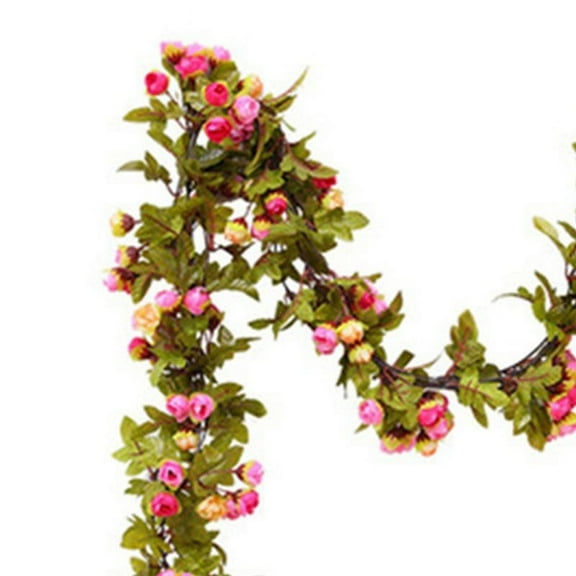 Christmas Artificial Roses Foliage Garland Hanging Guide Flower Vine Suspended Ceiling Decoration