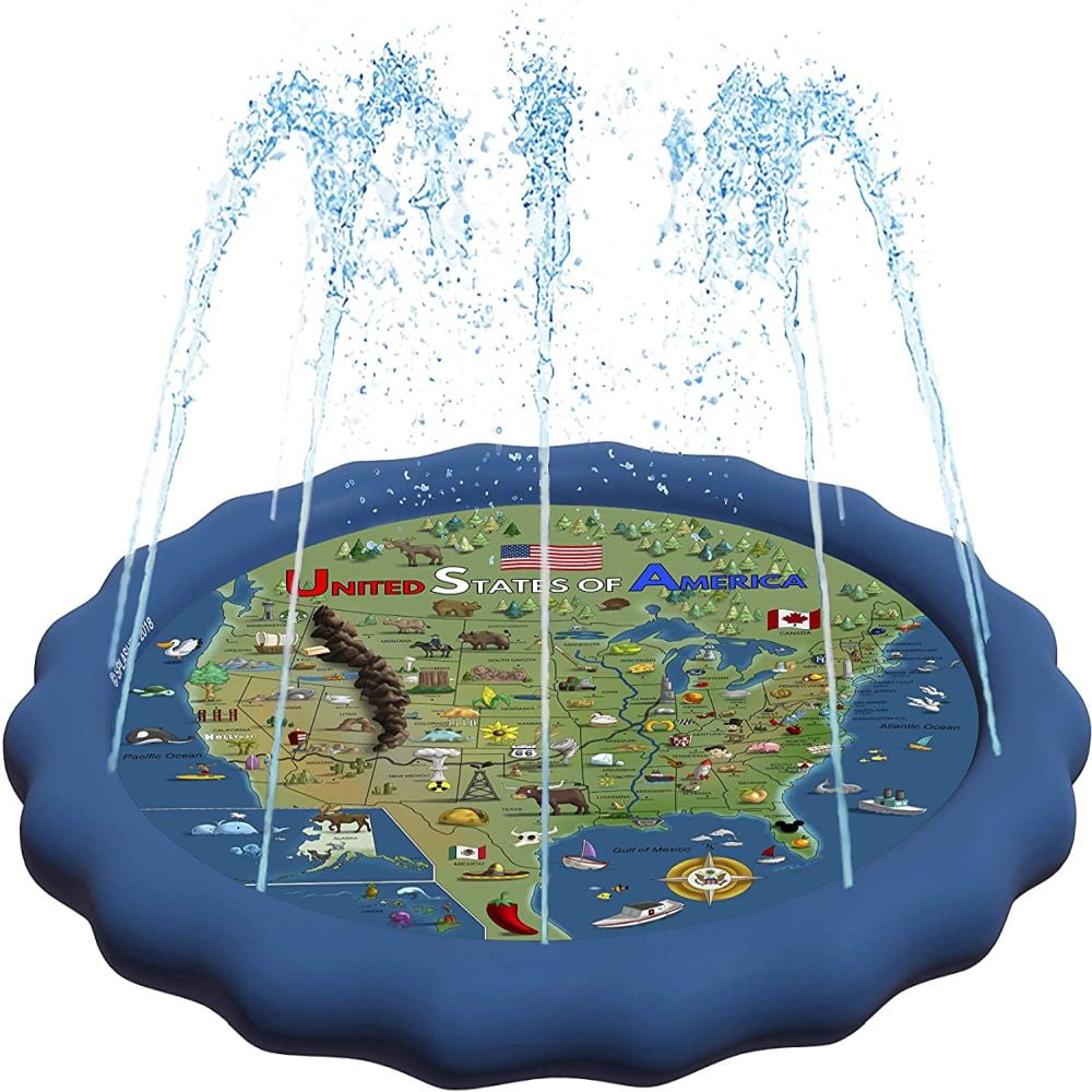 SplashEZ Kids Splash Pad Educational Sprinkler Swimming Pool