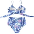 thumbnail image 3 of Eashery Womens Swimwear Two Piece Women Criss Cross High Waisted String Floral Printed 2 Piece Bathing Swimsuit Womens Swimwear Plus Size Blue M, 3 of 4