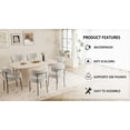 thumbnail image 6 of 63" Medieval Modern Cream MDF Dining Table + 6 Circular Cushioned Armless Chairs, Assembled Top & Black Metal Legs, for Home & Kitchen, 6 of 9