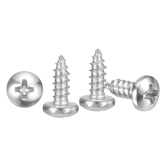 Pan Head Self Tapping Screws(#6x3/8") 25Pcs, 304 Stainless steel Self Drilling Screw for Metal Wood Plastic, for Cabinet Wall Shutter Plate Rock Furniture, Silver Tone