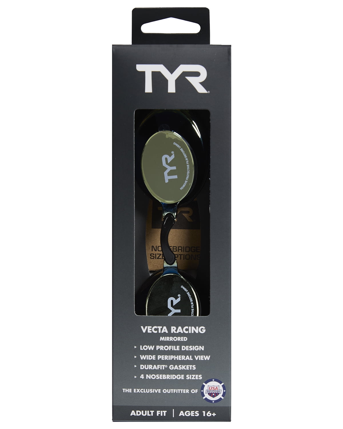 (2 pack) TYR Adult Fit Vecta Mirrored Swim Goggle - Gold/Black