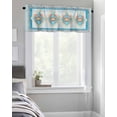 thumbnail image 4 of Ocean Sea Animal Red Crab Window Valances for Kitchen,Rod Pocket Valance Privacy Small Curtain,Blue Bubble Stripes in Floral Frame Window Treatment Drapes for Bedroom Laundry Room Farmhouse Home, 4 of 8