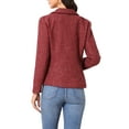 thumbnail image 3 of BLAZER DE TWEED PARA MUJER CHIC INSPIRADOR CON SOLAPA EN V, MANGA LARGA, ELEGANTE Y CASUAL DE NEGOCIOS, TAMAÑO M, ROJO OSCURO, 3 of 6
