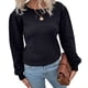 thumbnail image 4 of Puff Long Sleeve Sweater, Basic Crew Neck Solid Color Hollow Out Sweater Fashion For Date Work Shopping ANGGREK Otros, 4 of 8