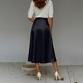 thumbnail image 6 of Nmnitkp Skirts for Women High Waist Satin A-Line Midi Skirt, Elegant Solid Silk-Like Flowy Skirt with Pockets, for Work, Wedding Guest & Daily WearBlack,XXL, 6 of 9